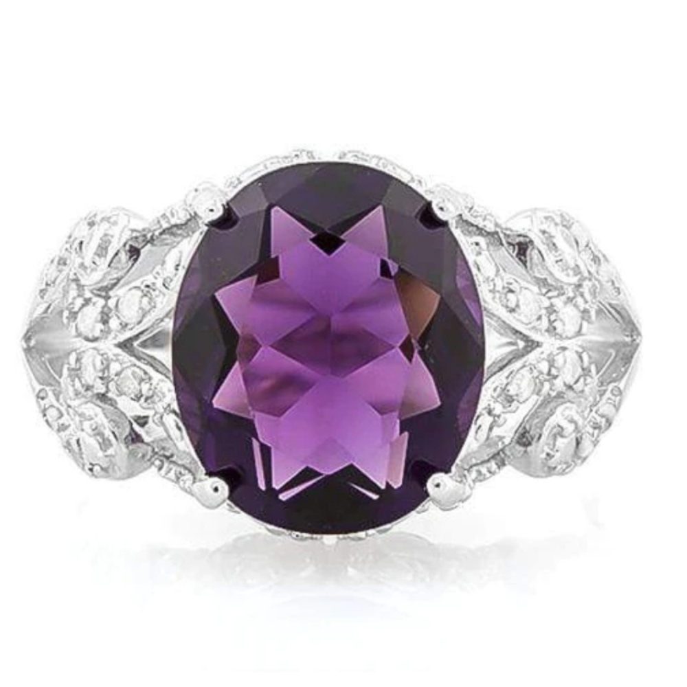5 Carat Created Amethyst & 4 Carat (40 PCS) created Diamond